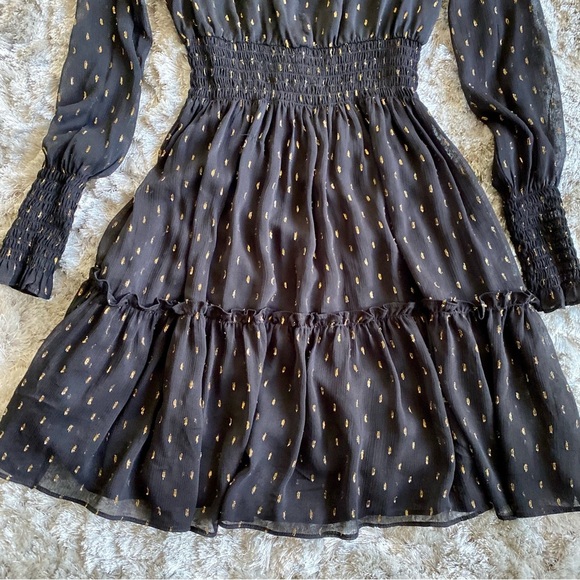 Taylor NWT Black & Gold Foil Dot Dress Size 2 - Picture 7 of 10